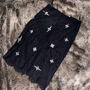 USED, Excellent Condition! Joie Ortally Jeweled Lace Skirt, Black, Size 2